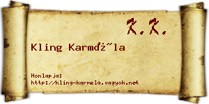 Kling Karméla névjegykártya